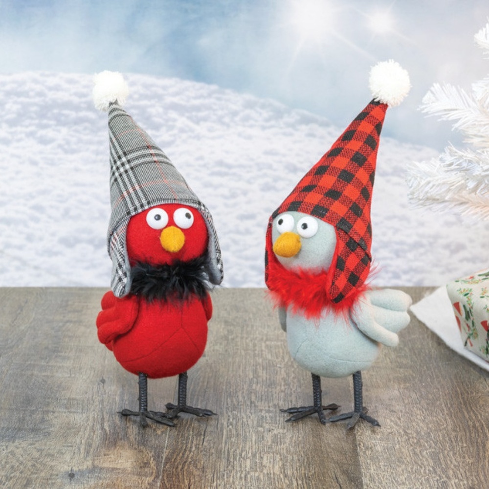 NWT - Set of two wide-eyed Christmas birds
